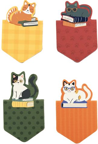 Meow: Set of 4 Magnetic Bookmarks