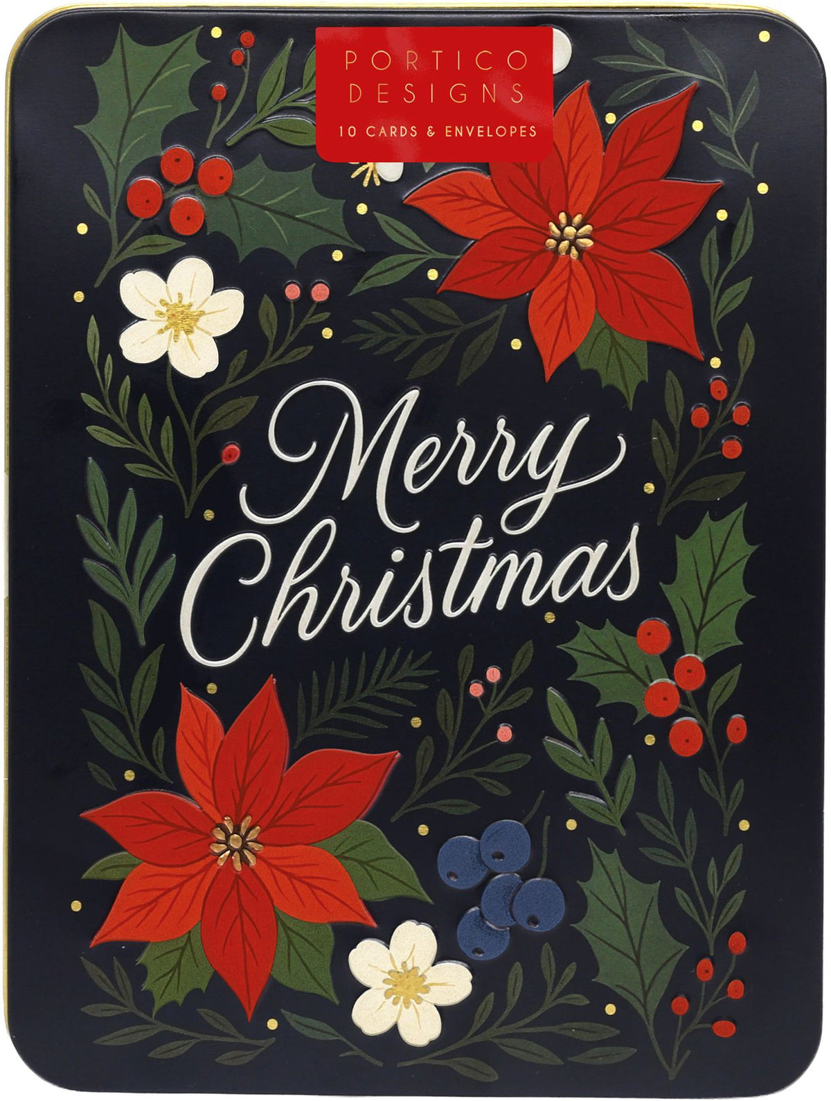 Merry Christmas Floral Tin Boxed Cards