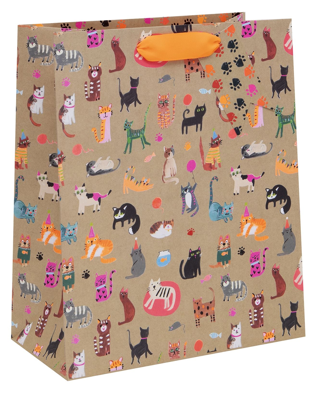 Party Cats on Kraft Large Gift Bag