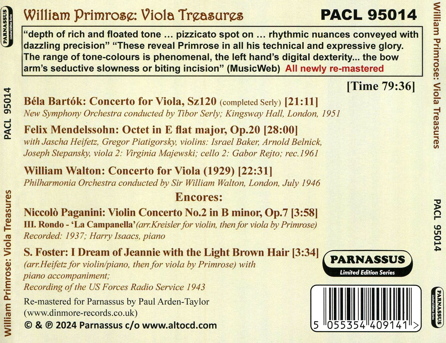 William Primrose: Viola Treasures