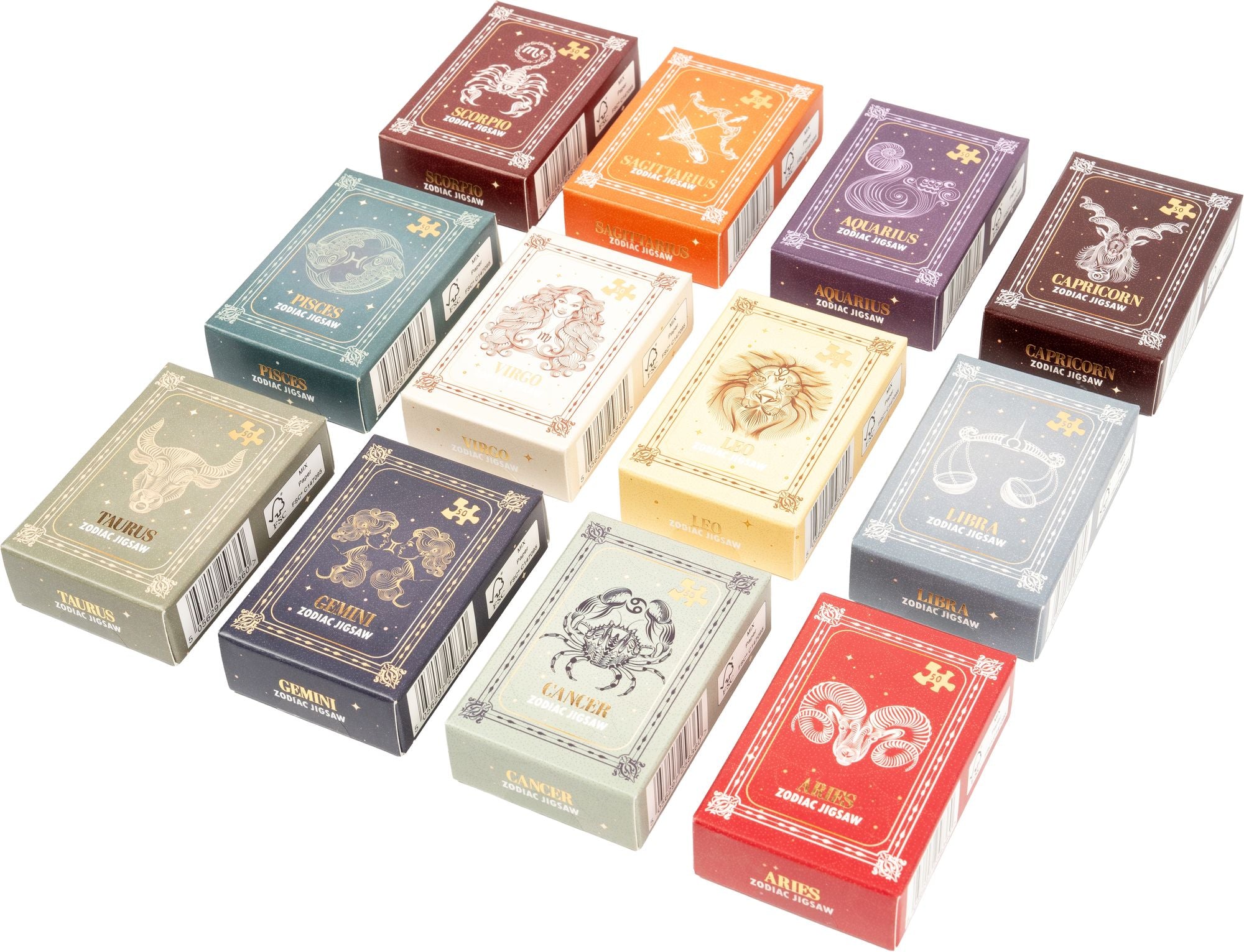 Zodiac Signs Jigsaw Collection- 24 Count Display