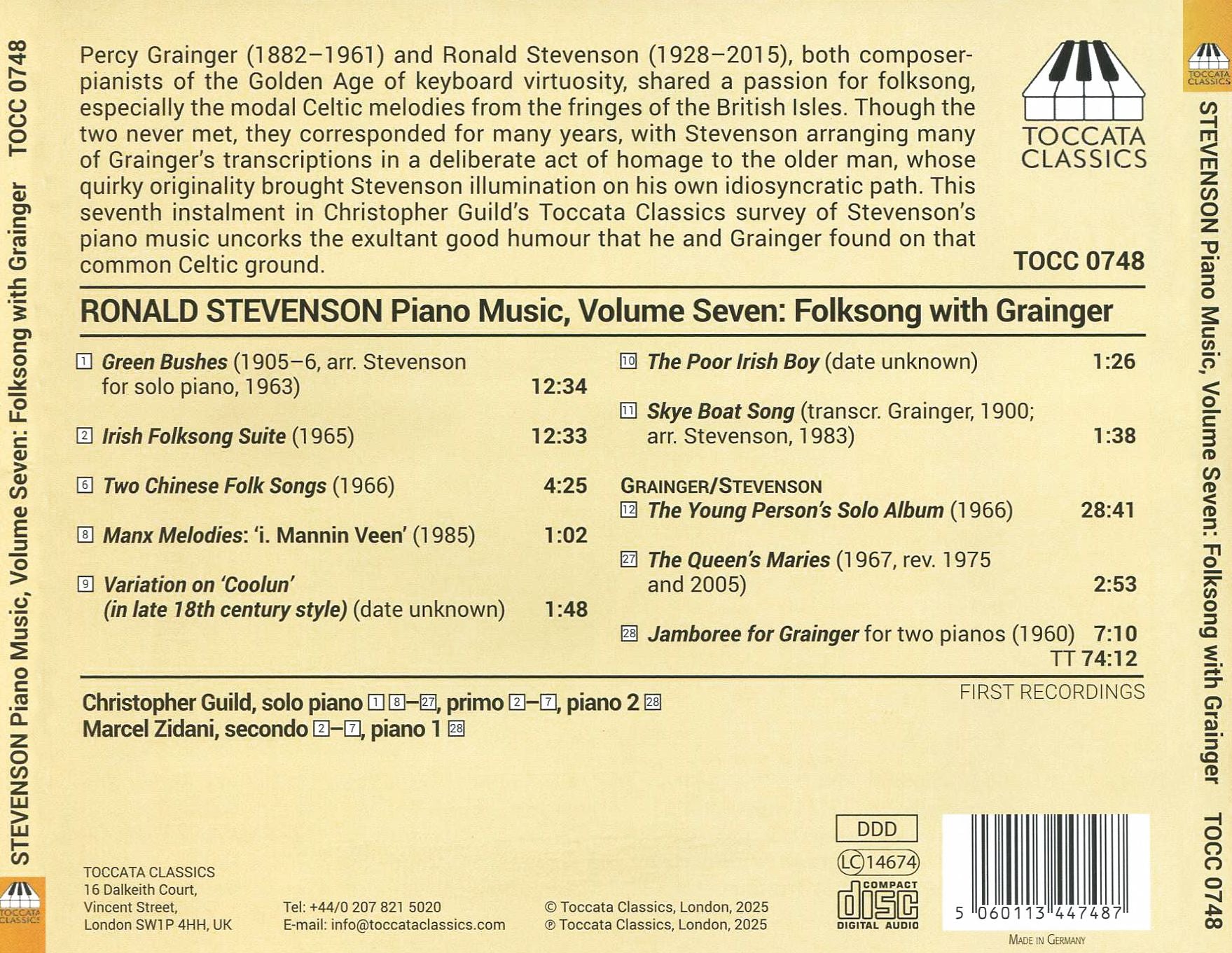 Ronald Stevenson: Piano Music, Vol. 7 - Folksong with Grainger