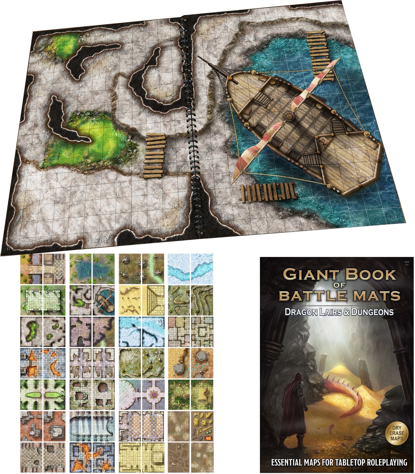 Giant Book of Battle Mats: Dragon Lairs & Dungeons by Loke