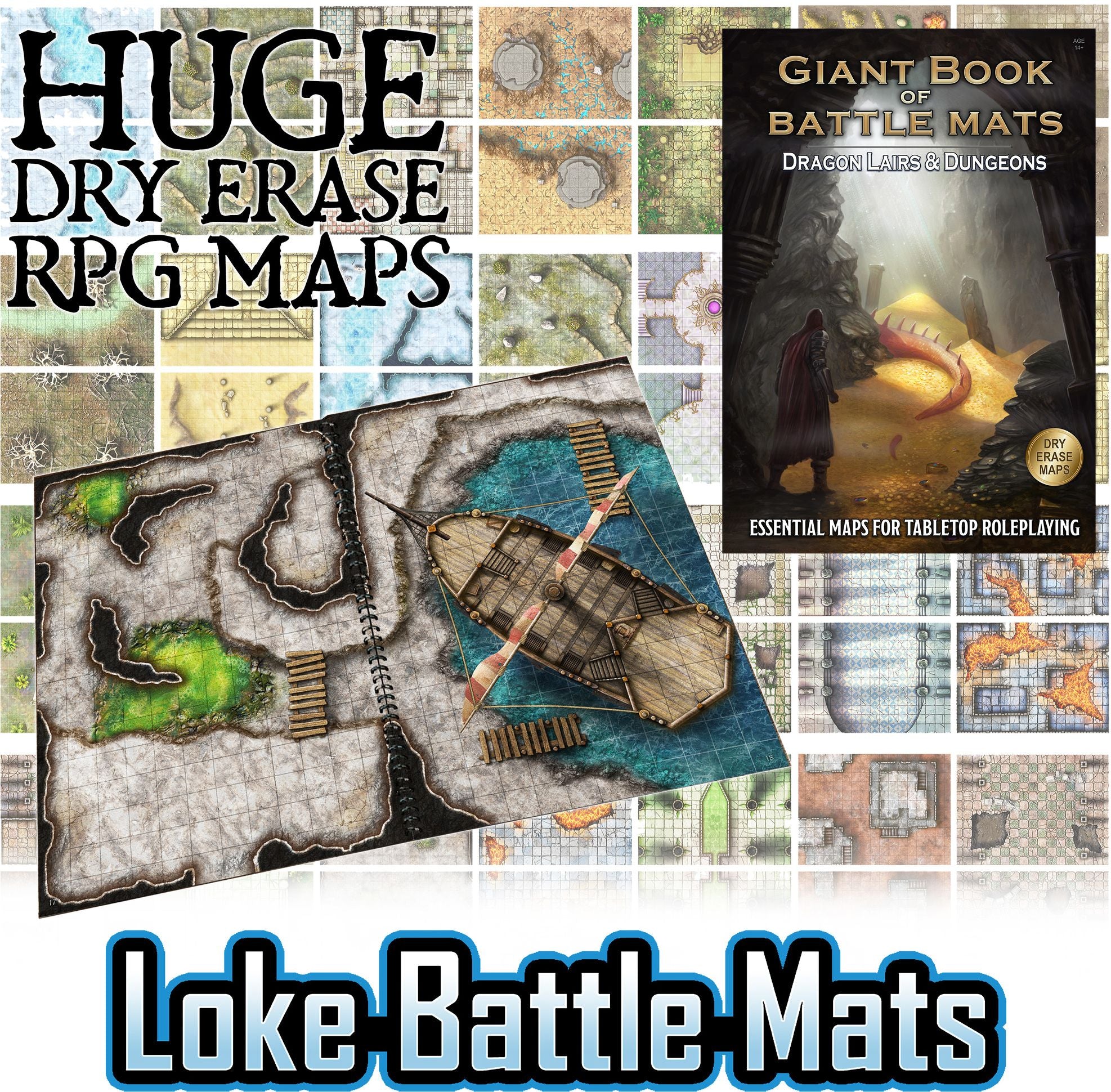 Giant Book of Battle Mats: Dragon Lairs & Dungeons by Loke