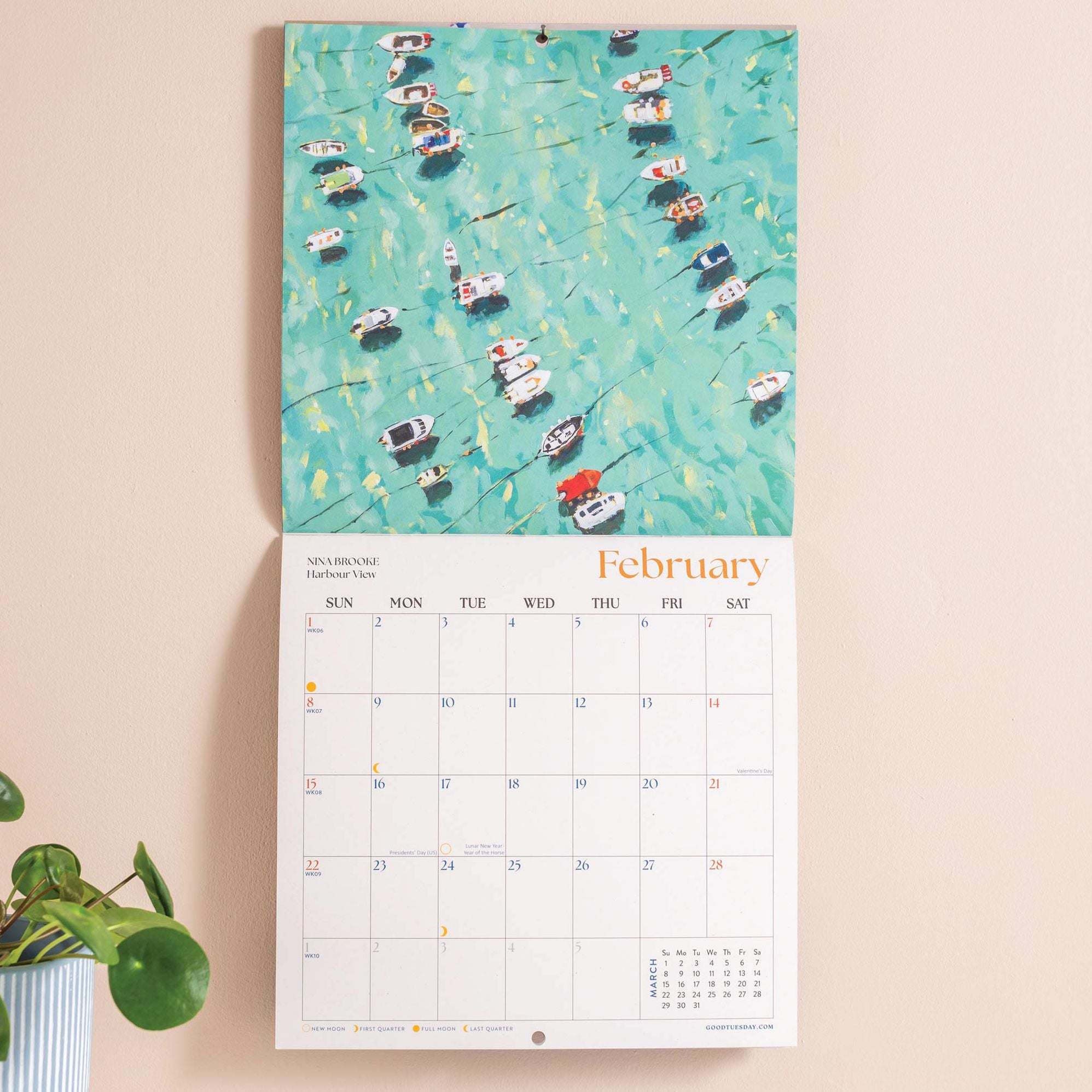 2026 Ocean Aerials Large Grid Art Calendar