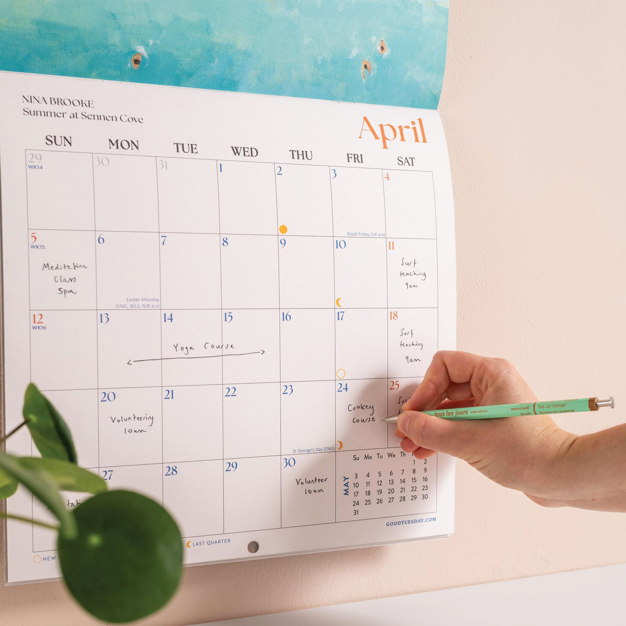 2026 Ocean Aerials Large Grid Art Calendar