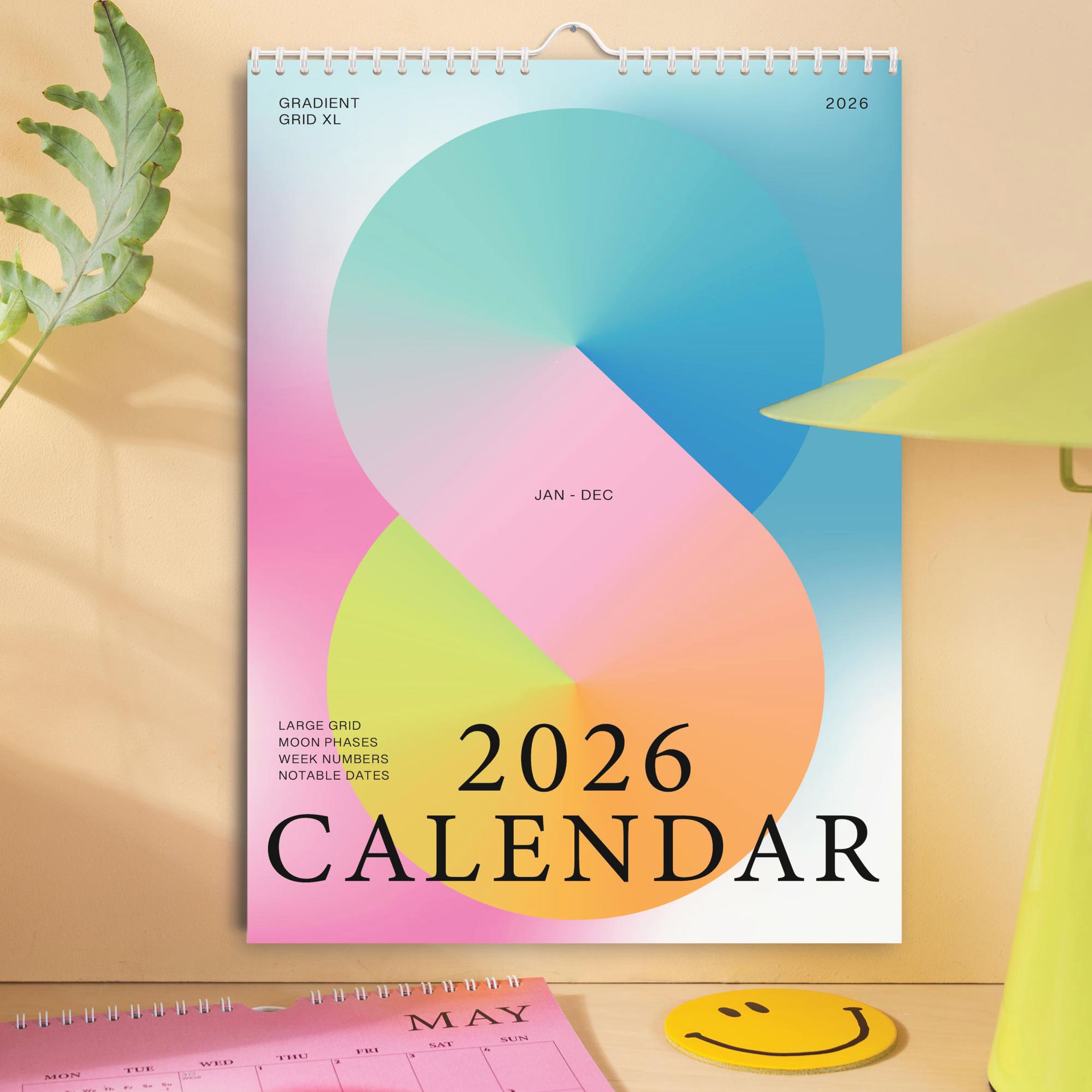 2026 Gradient Grid A3 Calendar