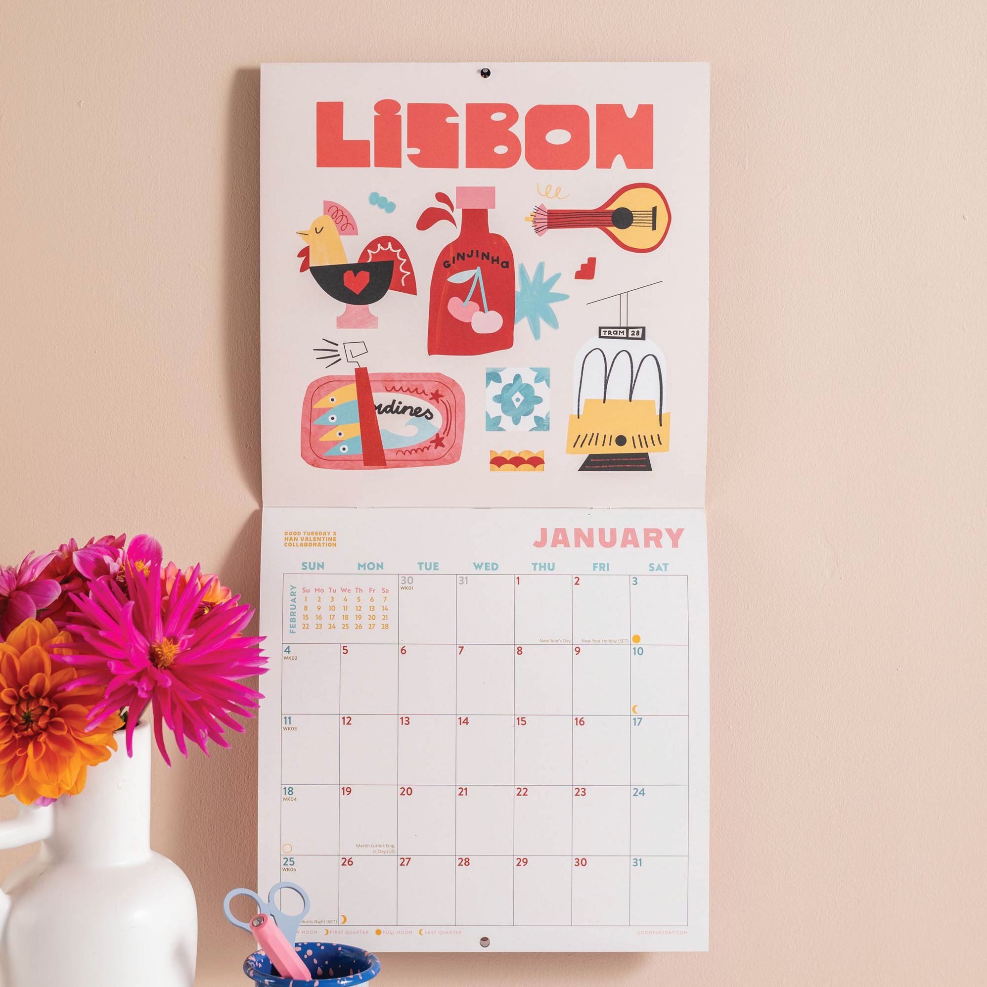 2026 Travel LP Calendar Large Grid Art Calendar