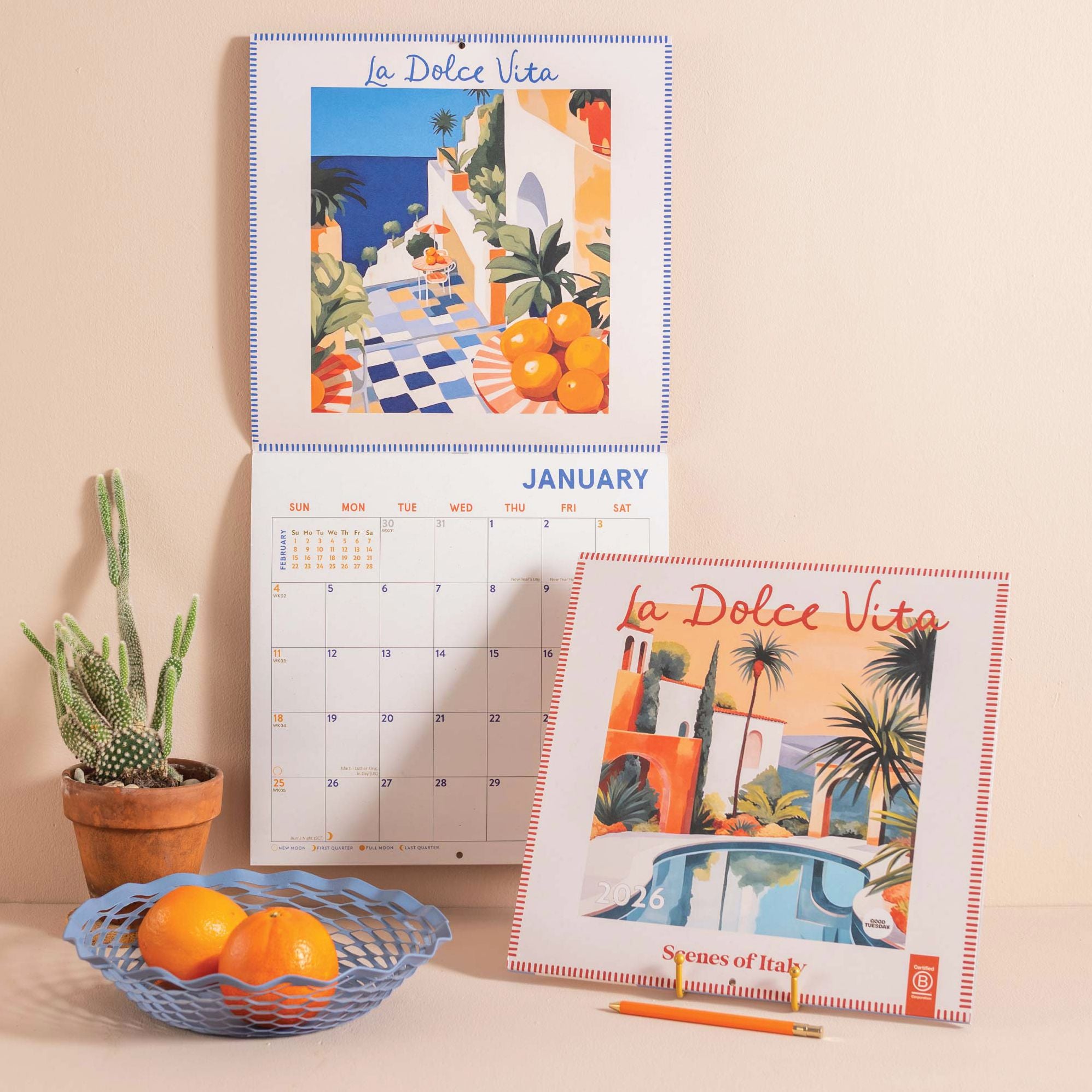 2026 La Dolce Vita Large Grid Art Calendar