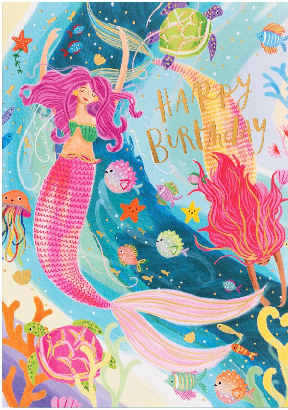 Mermaid Happy Birthday Card