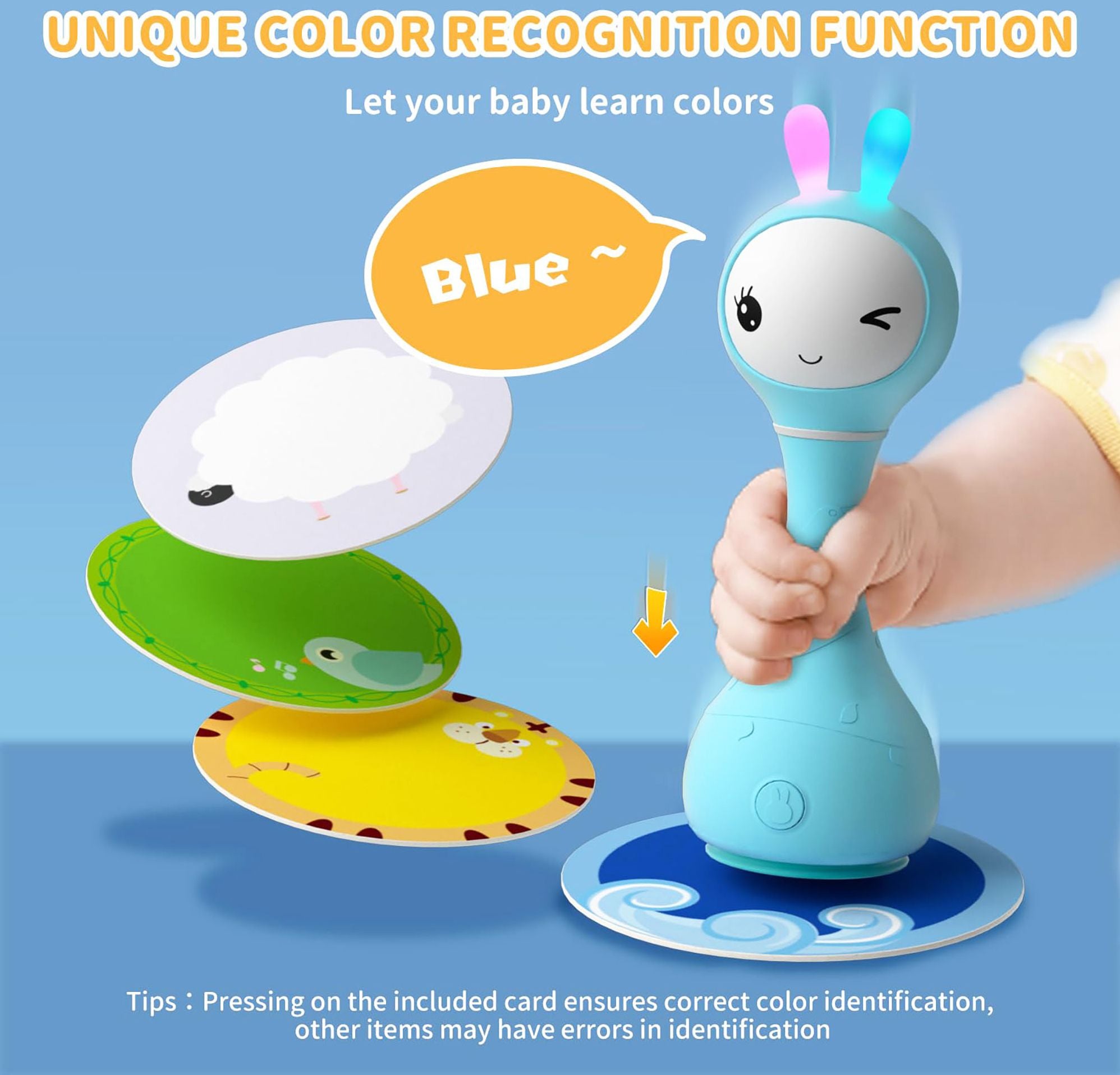 Alilo Smarty Bunny ¿ Baby Rattle with Music, Lights & Color Recognition - Blue