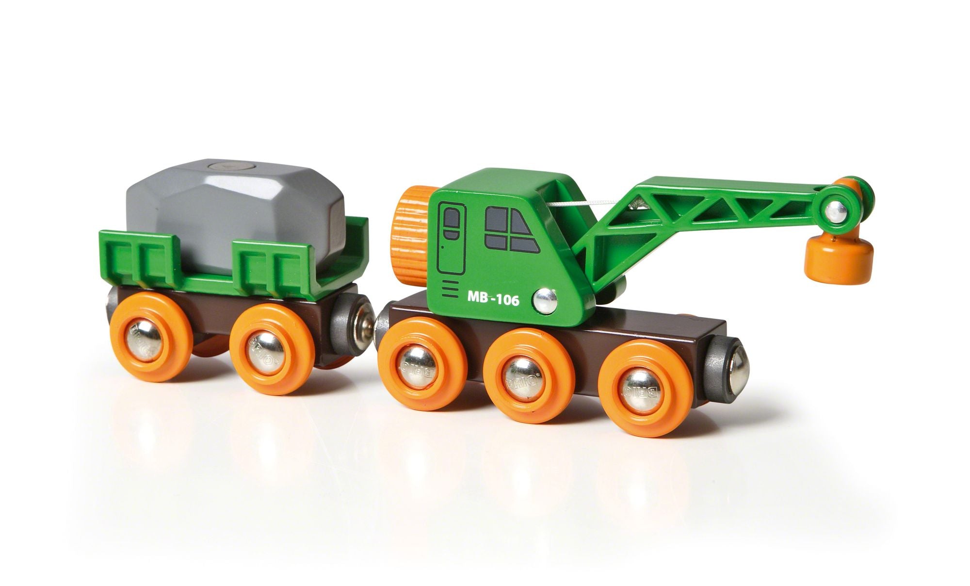 BRIO World Wooden Railway Train Set Clever Crane Wagon