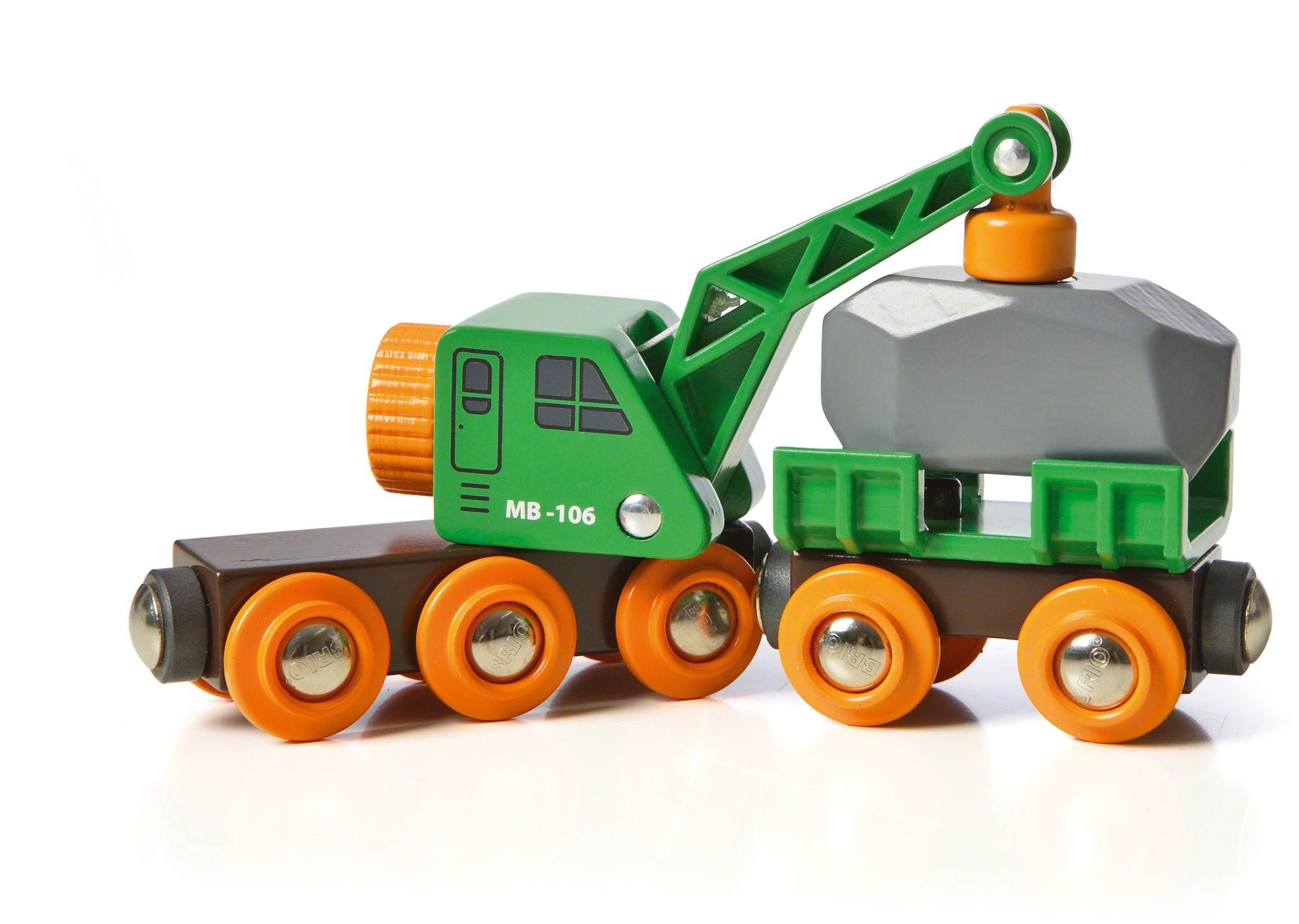 BRIO World Wooden Railway Train Set Clever Crane Wagon