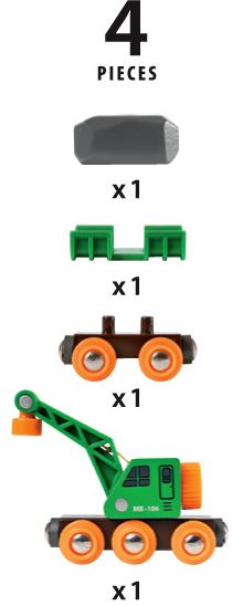 BRIO World Wooden Railway Train Set Clever Crane Wagon