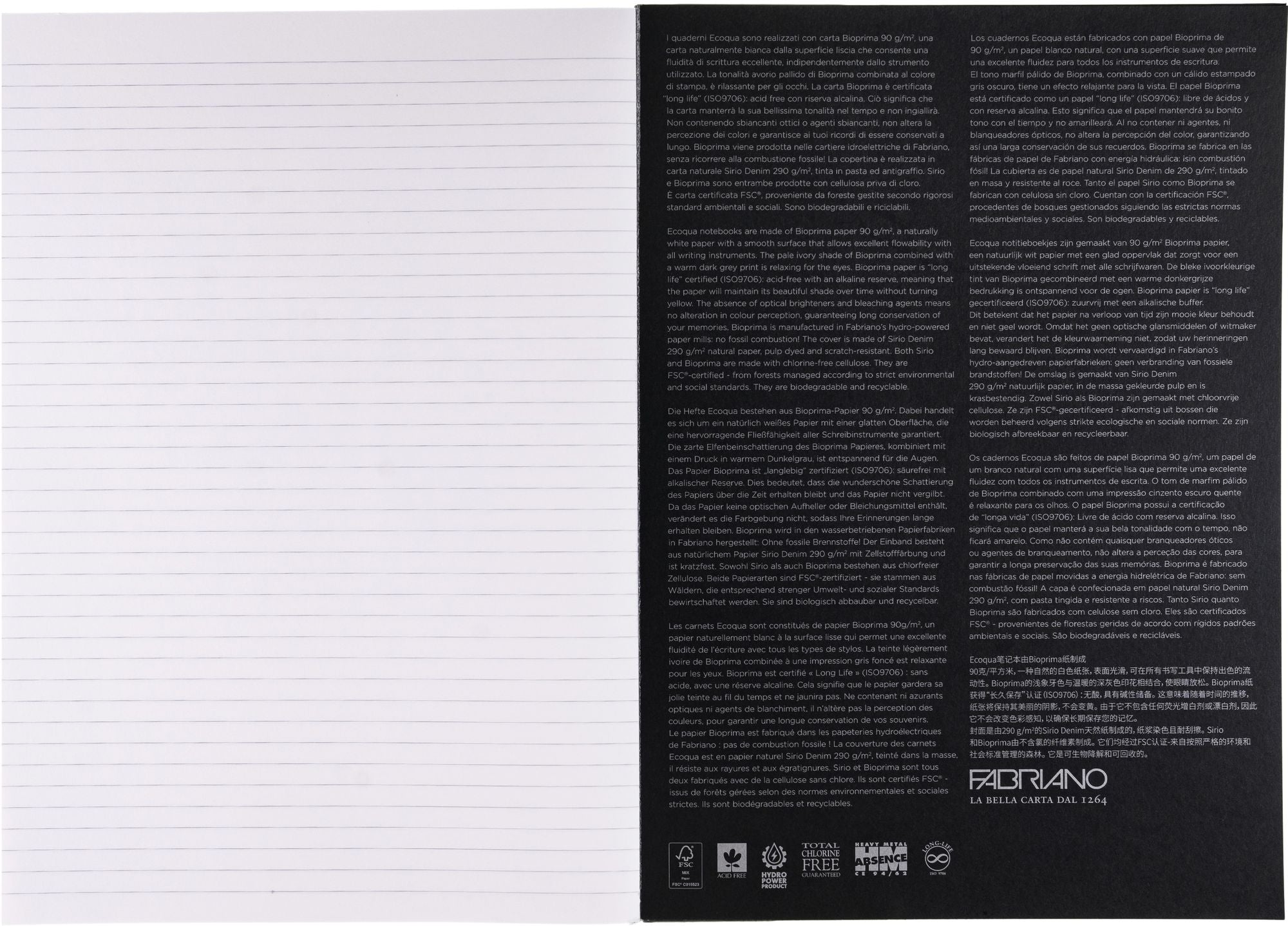 Ecoqua Plus Journal, A4, Glue-Bound, Lined, Black