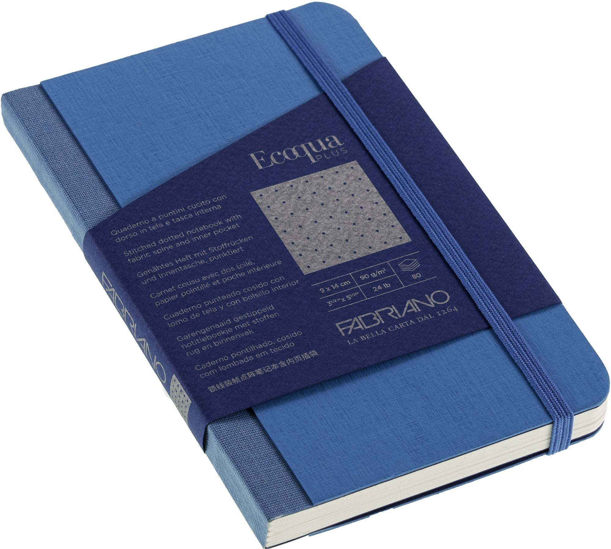 Ecoqua Plus Journal, 3.5 x 5.5, Fabric-Bound, Dotted, Turquoise