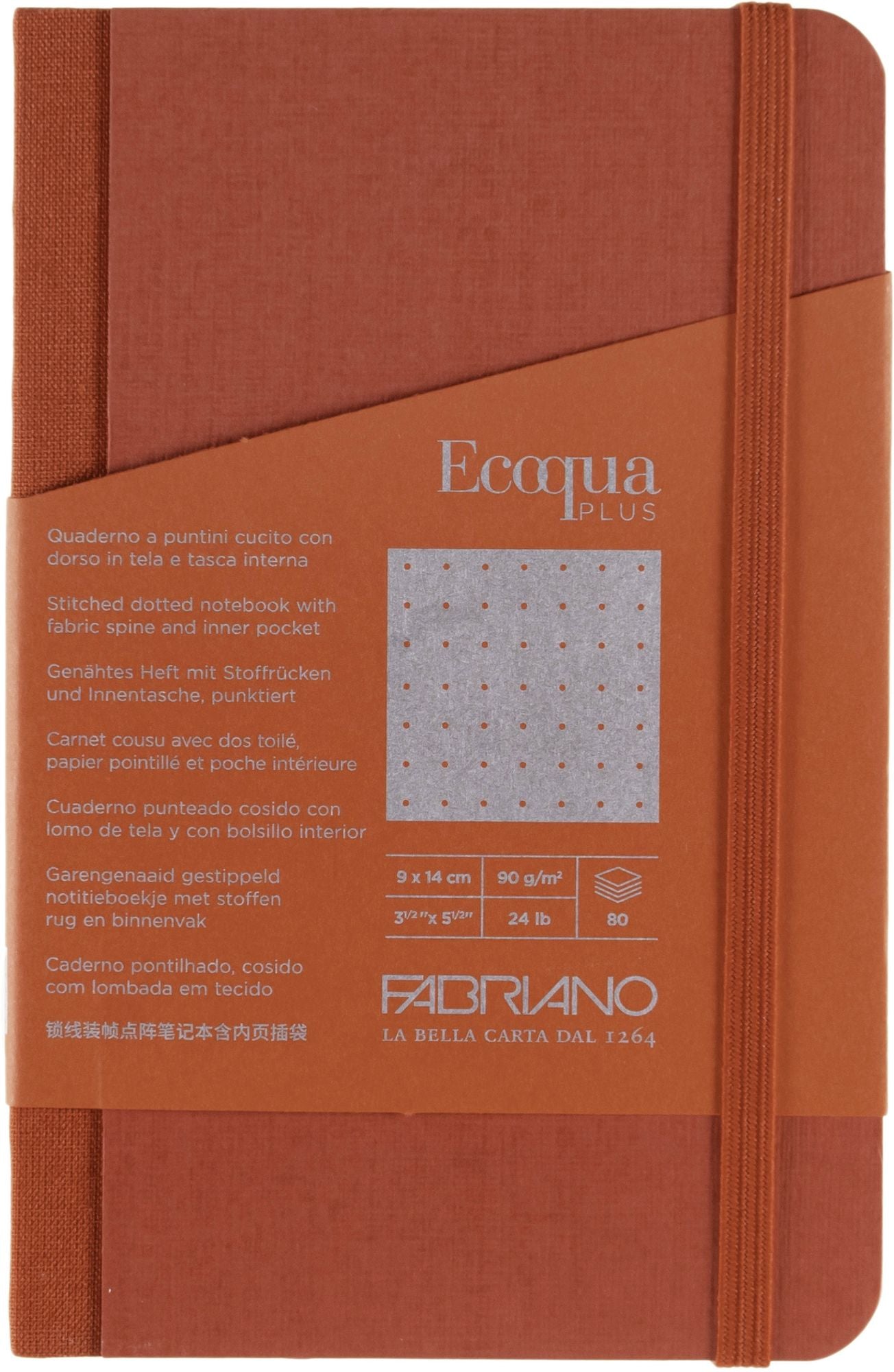 Ecoqua Plus Journal, 3.5 x 5.5, Fabric-Bound, Dotted, Red