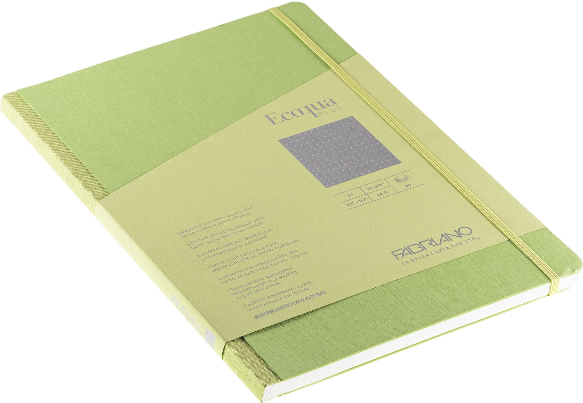 Ecoqua Plus Journal, A4, Fabric-Bound, Dotted, Lime