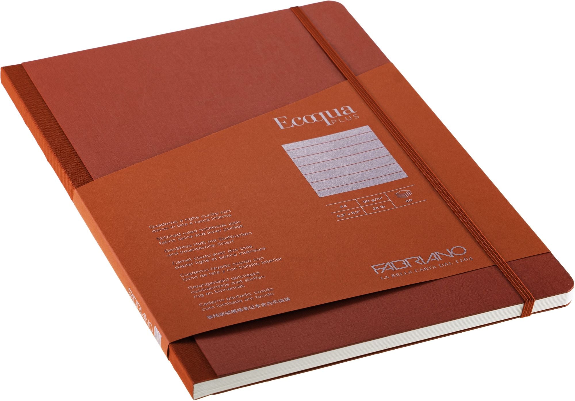 Ecoqua Plus Journal, A4, Fabric-Bound, Dotted, Red