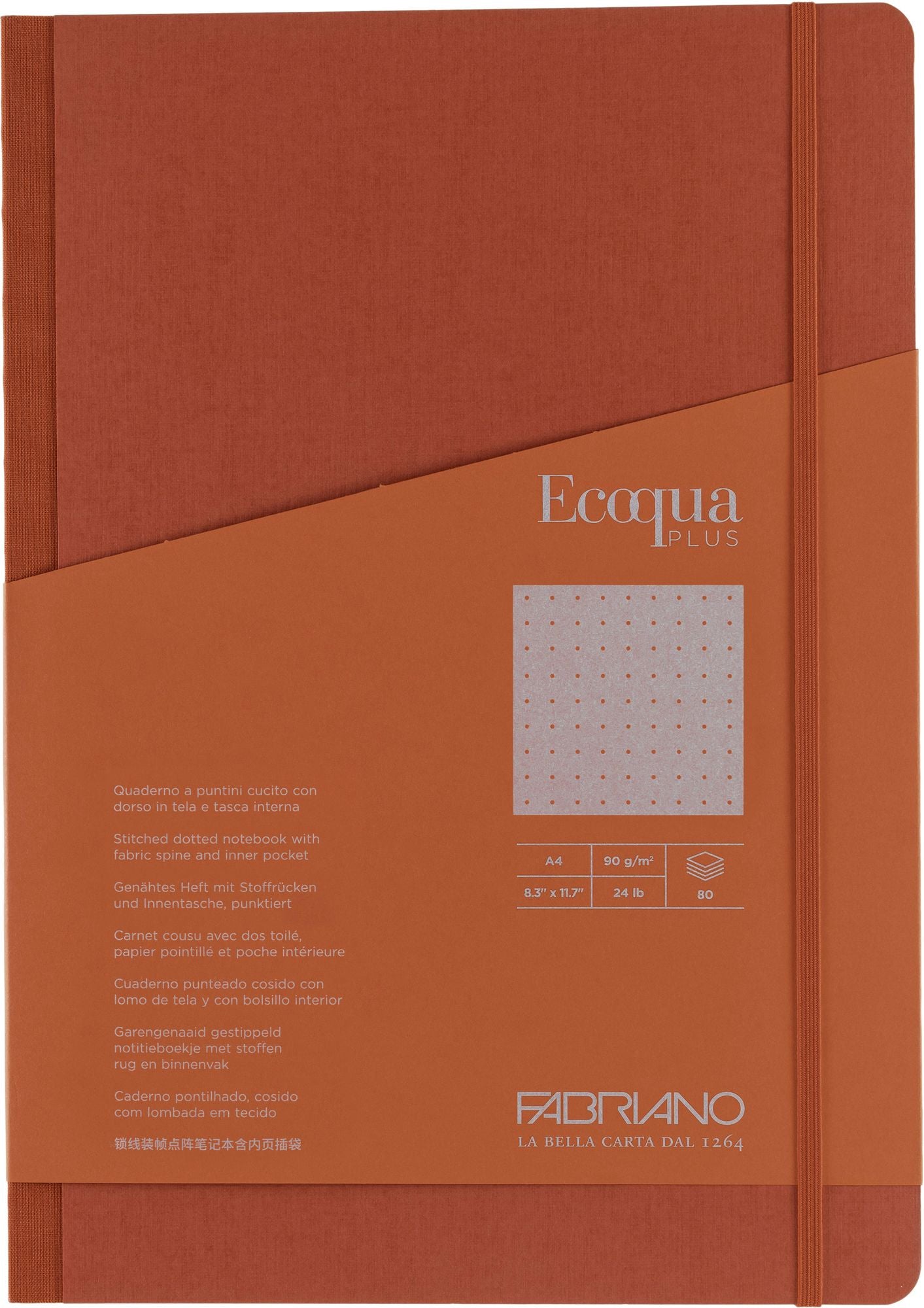 Ecoqua Plus Journal, A4, Fabric-Bound, Dotted, Red