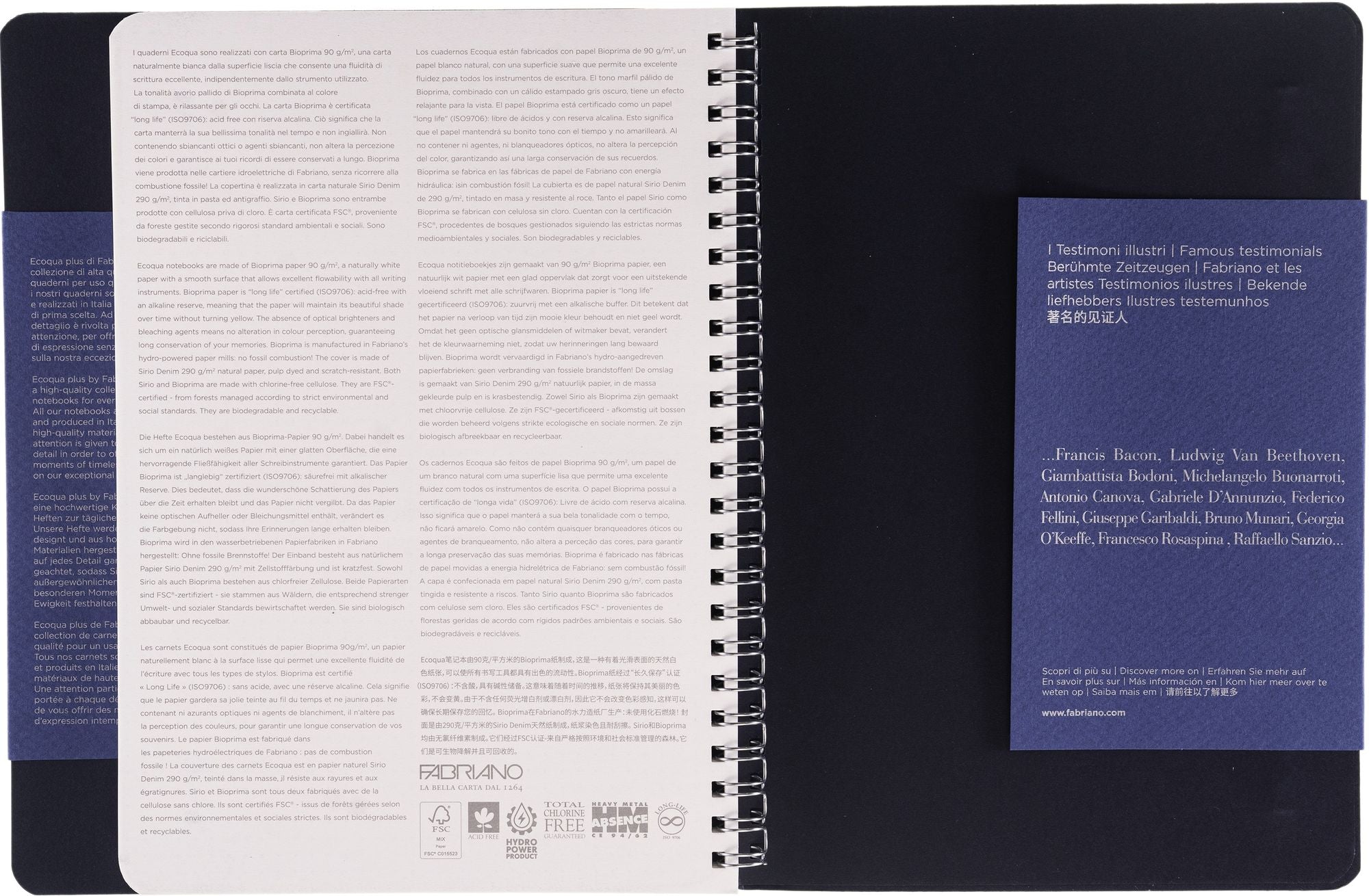 Ecoqua Plus Journal, A5, Hidden Spiral-Bound, Dotted, Navy