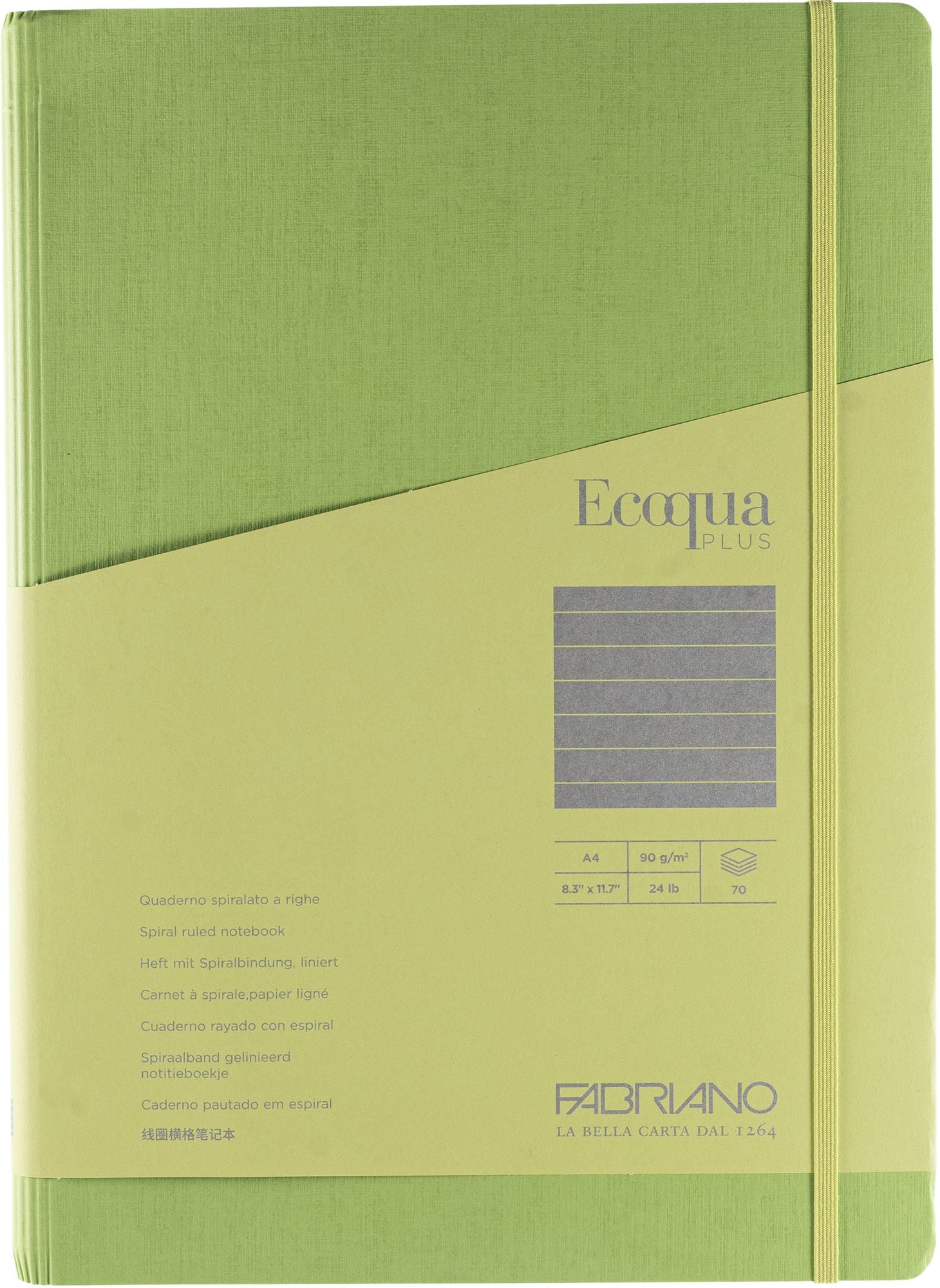 Ecoqua Plus Journal, A4, Hidden Spiral-Bound, Lined, Lime