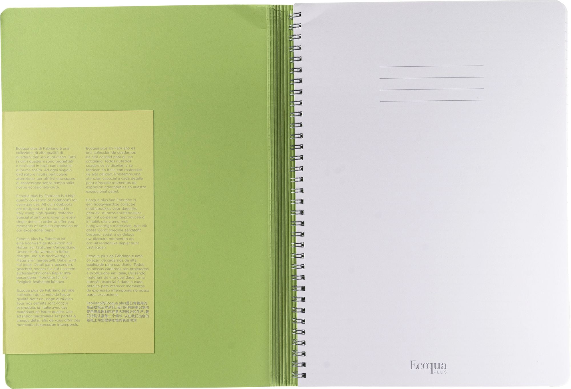 Ecoqua Plus Journal, A4, Hidden Spiral-Bound, Lined, Lime