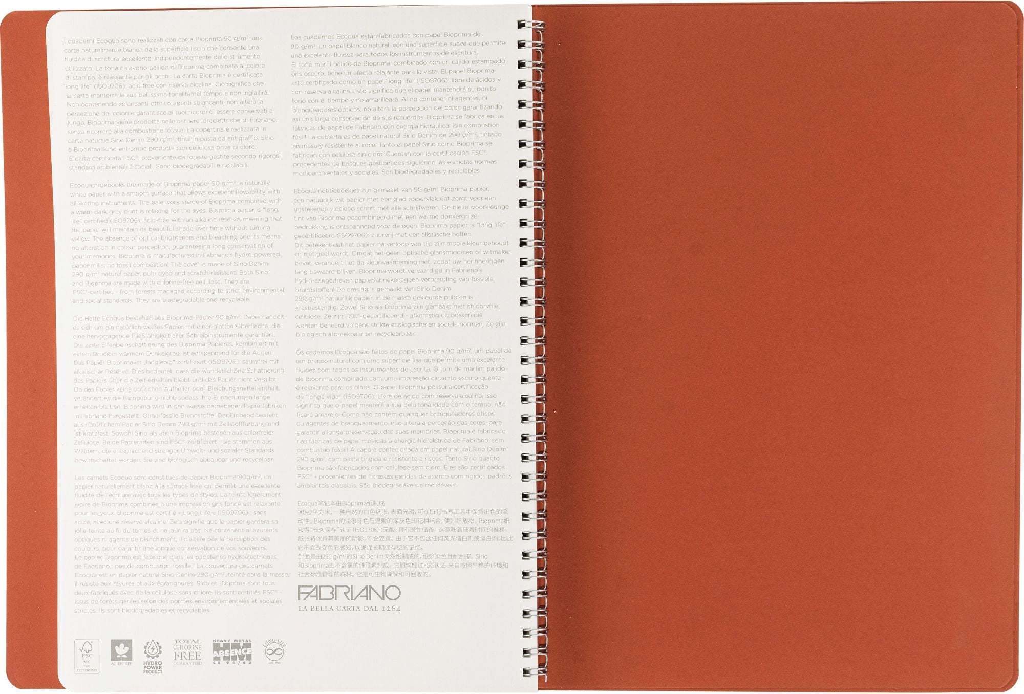 Ecoqua Plus Journal, A4, Hidden Spiral-Bound, Dotted, Red