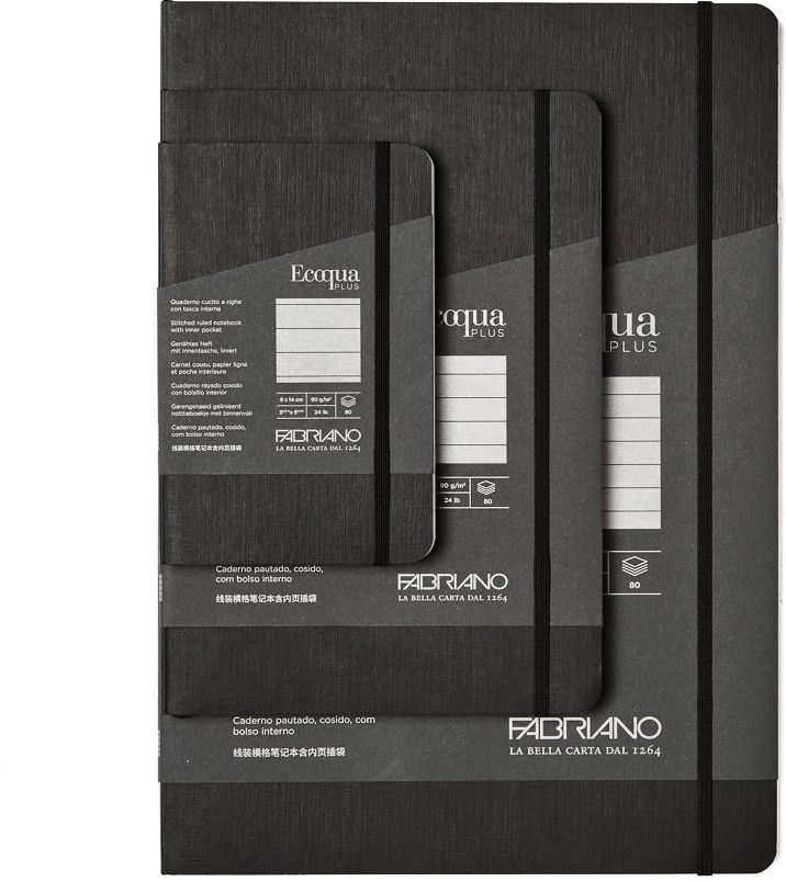 Ecoqua Plus Journal, 3.5 x 5.5, Stitch-Bound, Lined, Grey