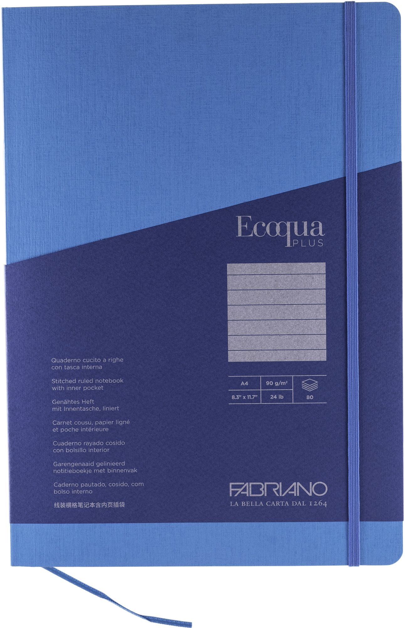 Ecoqua Plus Journal, A4, Stitch-Bound, Lined, Turquoise