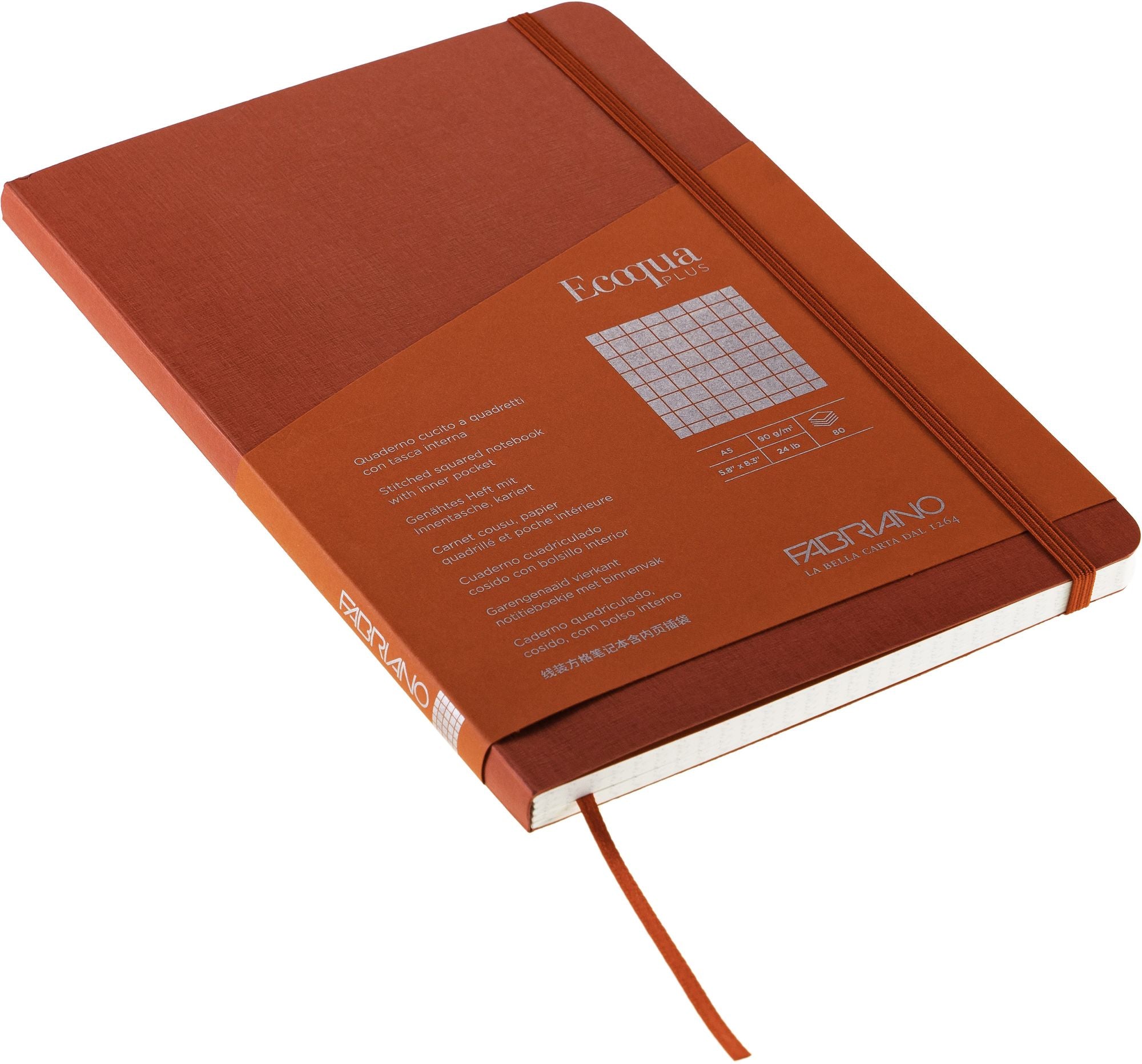 Ecoqua Plus Journal, A5, Stitch-Bound, Graph, Red