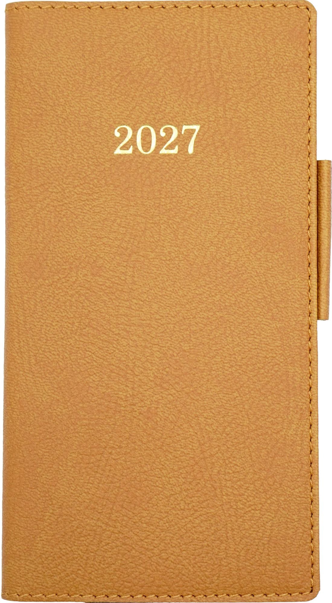 2027 Weekly Pocket Planner Brown Bonded Leather Gold Embossed Year