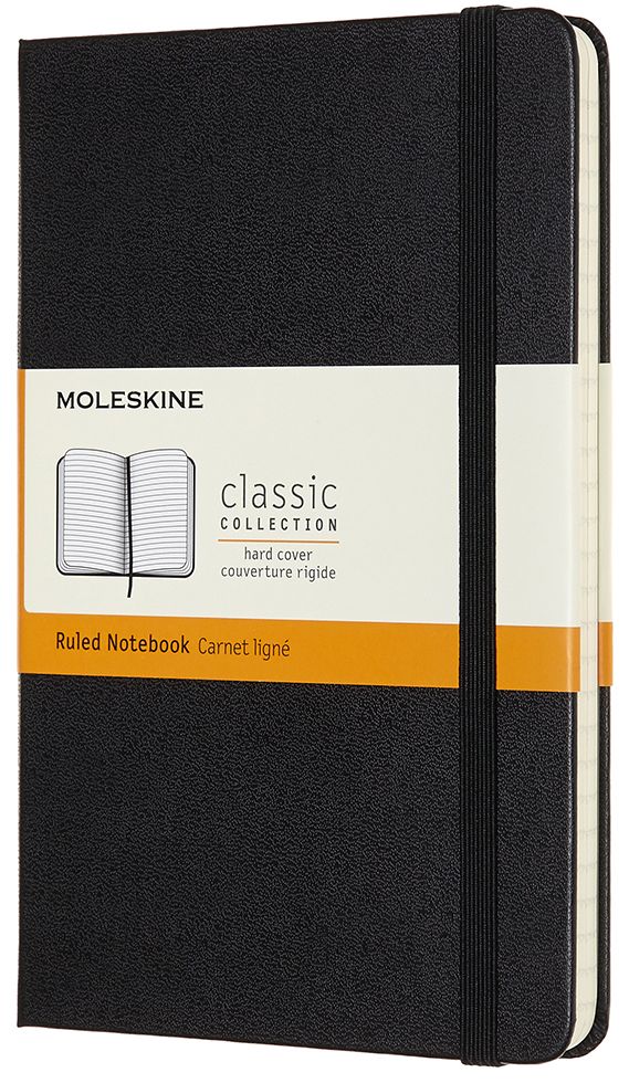 Moleskine Classic Notebook, Medium, Ruled, Black, Hard Cover (4.5 x 7)