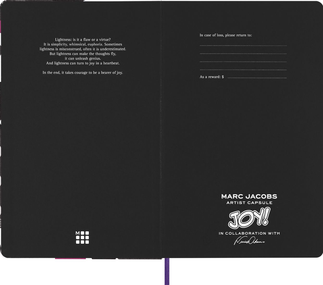 Moleskine x Marc Jacobs x Derrick Adams Artist Capsule Joy! Limited Edition Notebook, Hard Cover, Large (5" x 8.25") Ruled/Lined, Magenta/Black Dice, 240 Pages