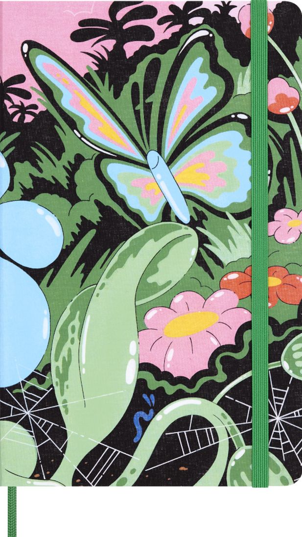 Moleskine x Marc Jacobs x Hattie Stewart Artist Capsule Joy! Limited Edition Notebook, Hard Cover, Large (5" x 8.25") Ruled/Lined, Green Butterflies, 240 Pages