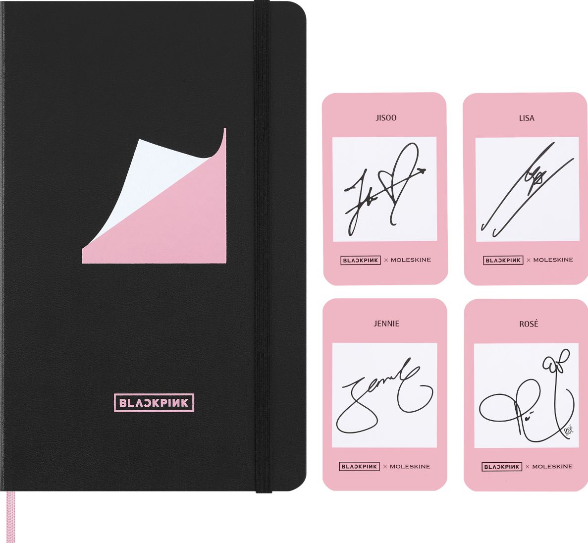 Moleskine x BLACKPINK Limited Edition Notebook, Hard Cover, Large (5" x 8.25") Ruled/Lined, Black, 240 Pages