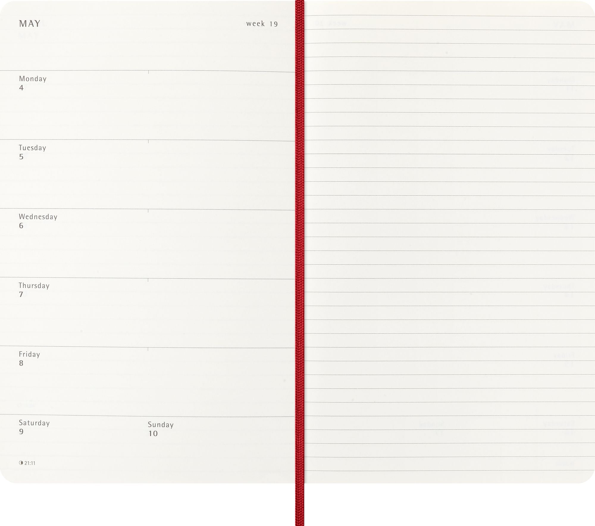 2026 Moleskine Classic Scarlet Red 12 Month Weekly Soft Cover Large Planner