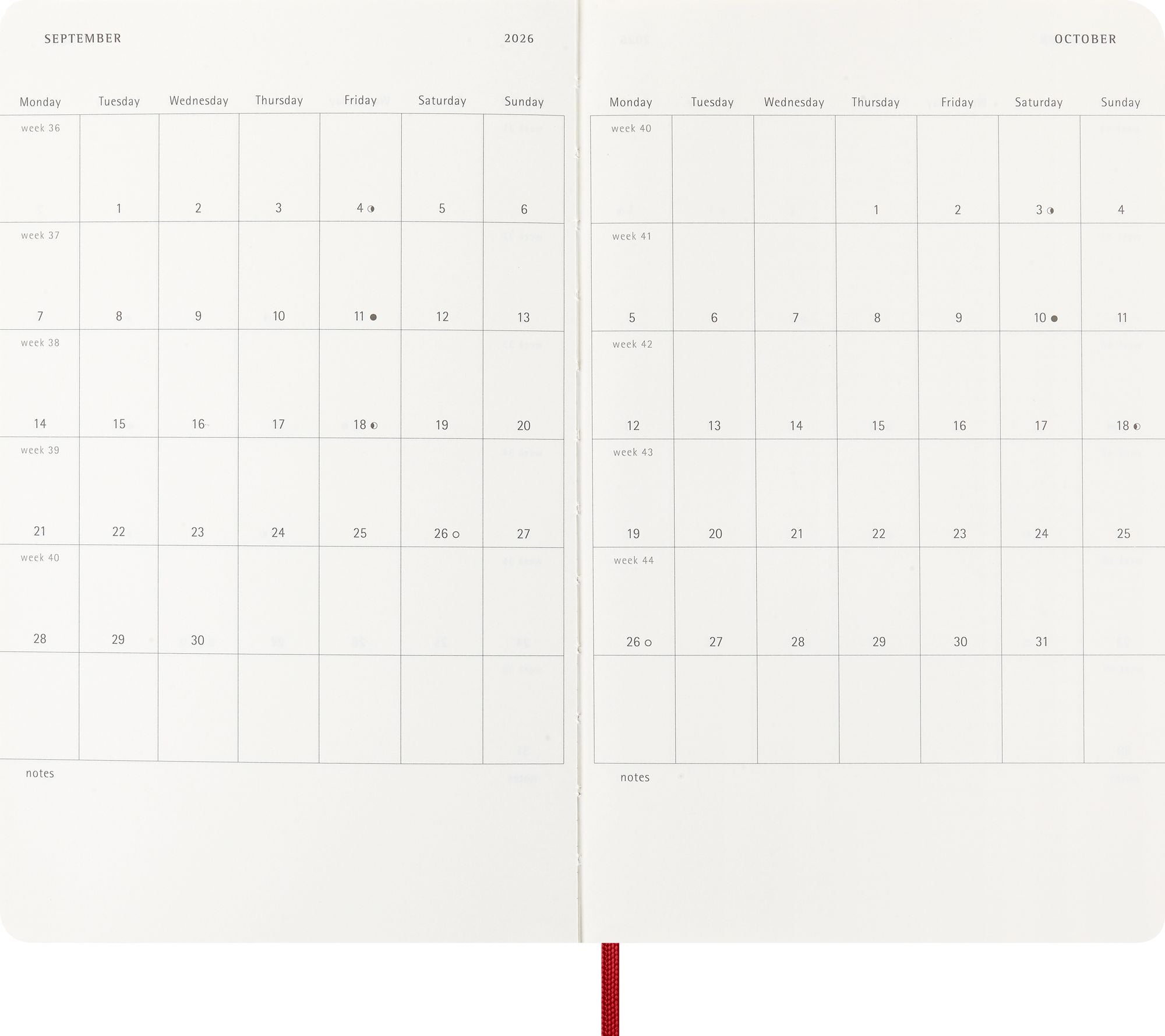 2026 Moleskine Classic Scarlet Red 12 Month Weekly Soft Cover Large Planner