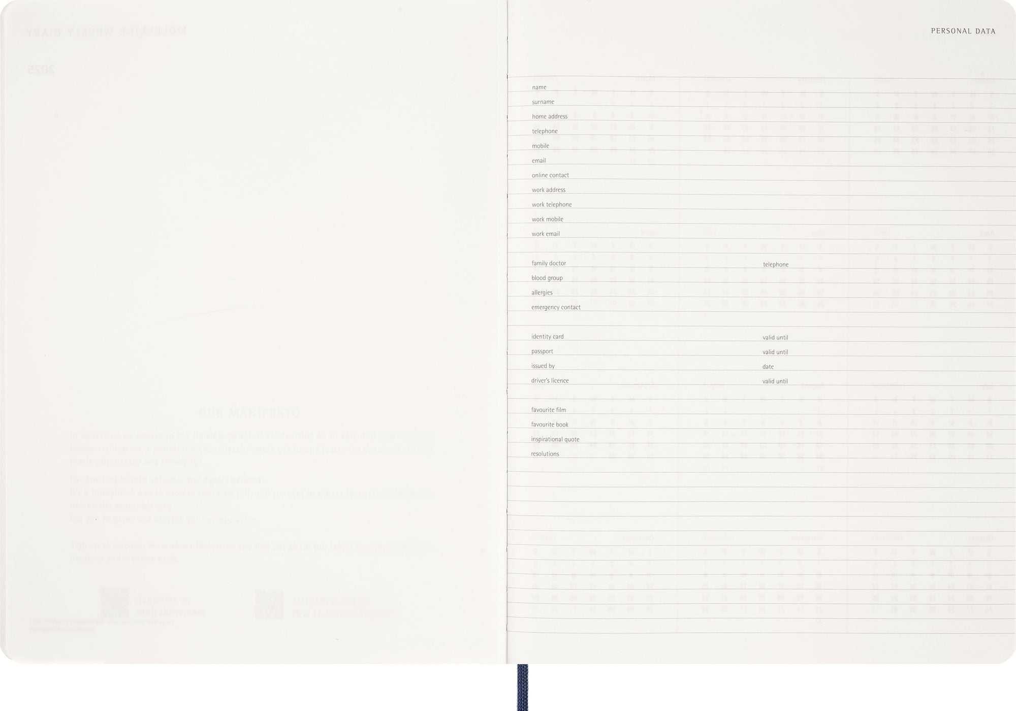 2026 Moleskine Sapphire Blue 15-Month XXL Essential Soft Cover Weekly Vertical Planner
