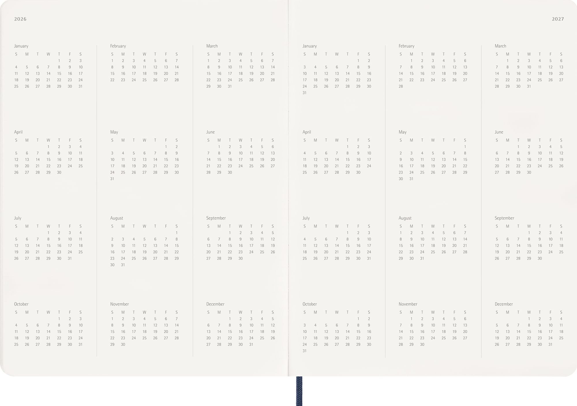 2026 Moleskine Sapphire Blue 15-Month XXL Essential Soft Cover Weekly Vertical Planner