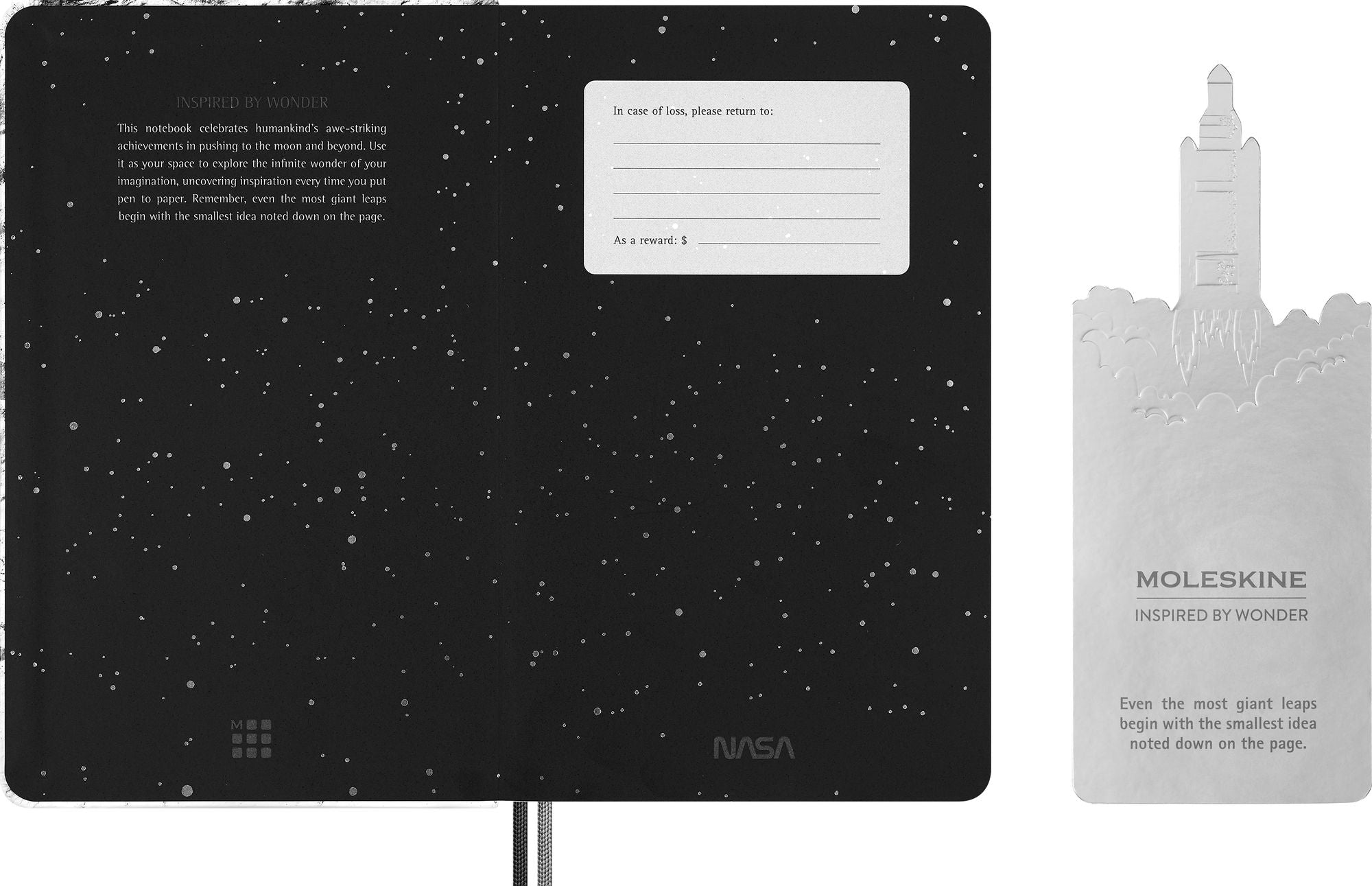 Moleskine Limited Edition NASA-inspired 'Moon surface' Notebook, Hard Cover, Large (5" x 8.25"), Ruled/Lined, Light Grey, 176 pages