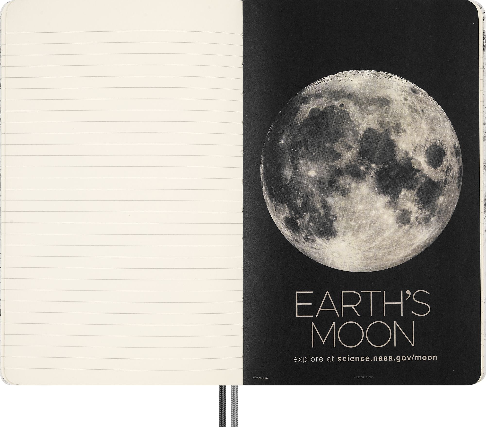 Moleskine Limited Edition NASA-inspired 'Moon surface' Notebook, Hard Cover, Large (5" x 8.25"), Ruled/Lined, Light Grey, 176 pages