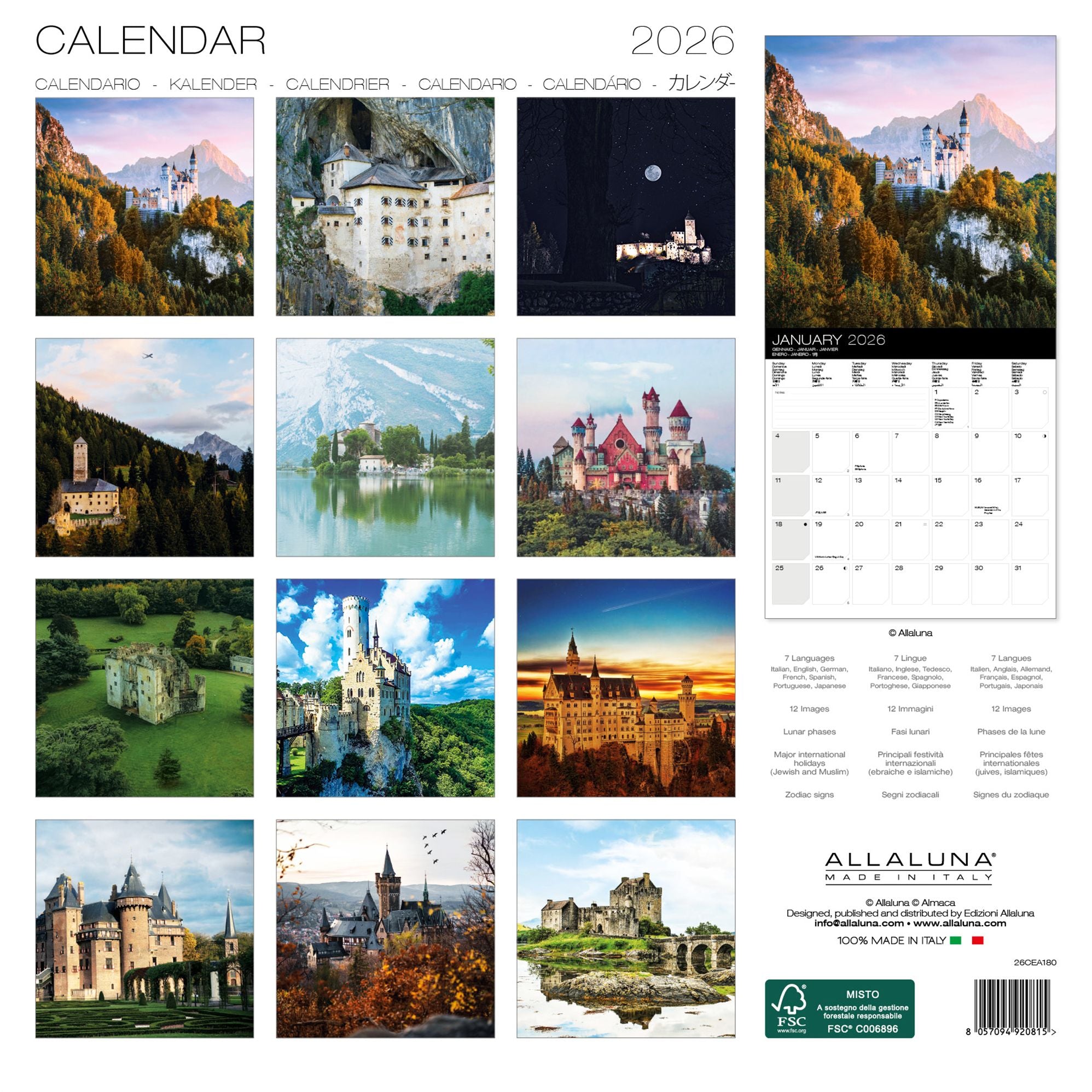 2026 Castles Wall Calendar