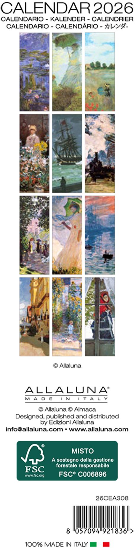 2026 Monet Bookmark Calendar