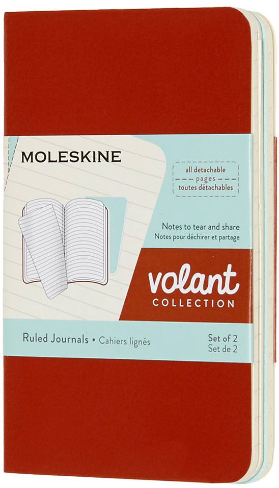 Moleskine Volant Journal, XS, Ruled, Coral Orange/Aquamarine Blue (2.5 x 4.25)