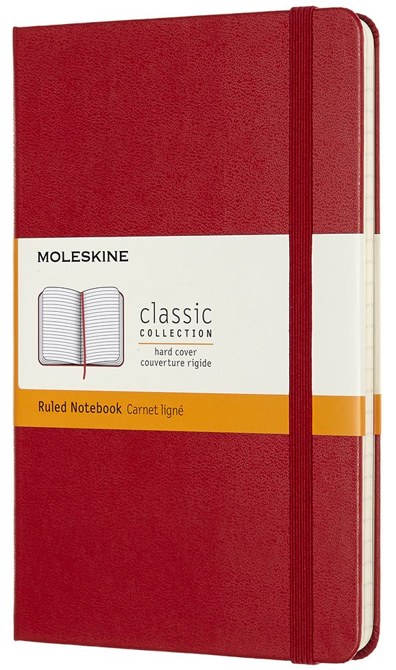 Moleskine Classic Notebook, Medium, Ruled, Scarlet Red, Hard Cover (4.5 x 7)
