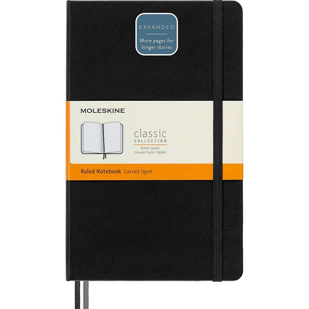 Moleskine Notebook, Expanded Large, Ruled, Black, Hard Cover (5 x 8.25)