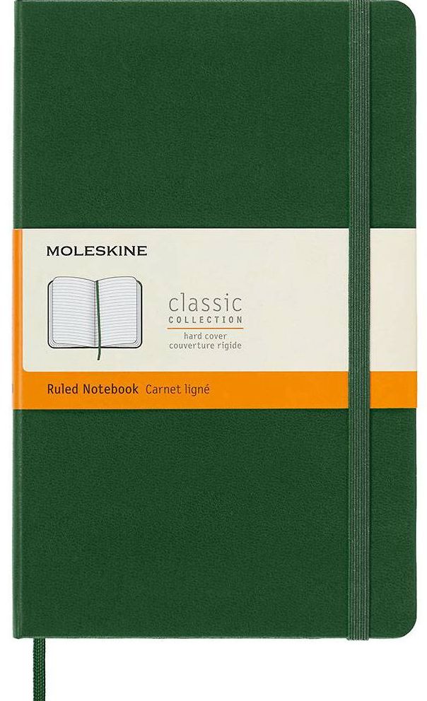 Moleskine Classic Notebook, Large, Ruled, Myrtle Green, Hard (5 x 8.25)