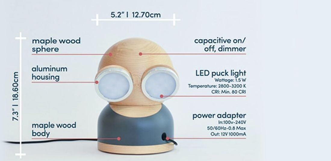 Mr Watt Goggle Grey Wooden Lamp