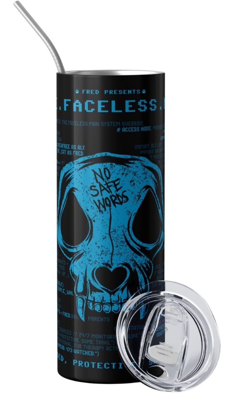 Lights Out The Faceless Man Tumbler